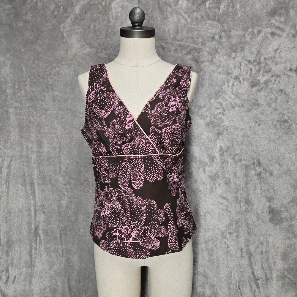 Vtg Charlotte Russe Y2K Top Women L Zip V Floral Empire Coquette Dainty Retro‎